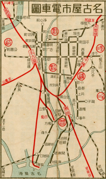 鉄道線路地図　名古屋市電車図